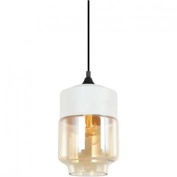 Lámpara colgante moderna Molina Black - Lámpara colgante moderna negra 1 luz con pantalla ámbar, regulable E27