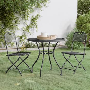 3-Piece Anthracite Expanded Metal Mesh Garden Dining Set
