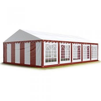 Carpa para fiestas Toolport 5x10 m, lona PVC 700 N, impermeable, color rojo-blanco