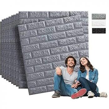 Edihome, Paneles PVC Pared, Paneles Decorativos 3D, Revestimiento de Paredes, Efecto Ladrillo de Piedra, 77x70cm, 10 piezas, Autoadhesivo, Papel Pintado Pared, Dormitorio, Salón