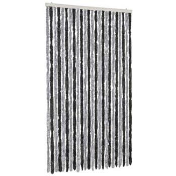 Cortina Antimoscas Chenilla 100x220 cm Color Beige y Gris, Protección contra Insectos, Diseño de Día y Noche