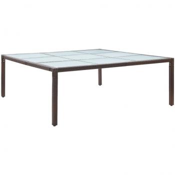Mesa de jardín de Polyrattan marrón 200x200x74 cm