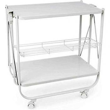 Balvi Carrito Servicio Origami Color Blanco Plegable con Ruedas Metal 69x68x40cm