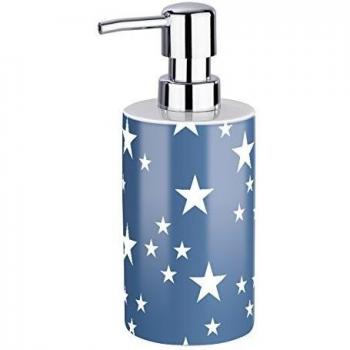 Wenko Stella Dosificador de Jabón 0.36 L, Cerámica, Azul, 7x8.5x18 cm