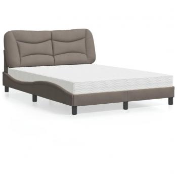 Cama con colchón Tortorora 140x200 cm en tela gris taupe
