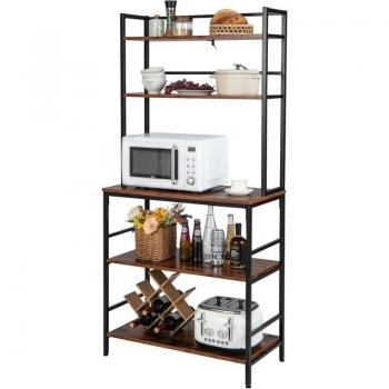 Estantería de Cocina Industrial con Soporte para Microondas, 5 Niveles, Mueble Auxiliar Multifuncional 80 x 40 x 170 cm
