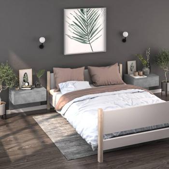 Mesitas de noche de pared vidaXL, 2 unidades, colores disponibles: Blanco, Negro, Roble Sonoma, Gris hormigón; estilo moderno, ideales para dormitorio y salón, funcionales como mesas auxiliares