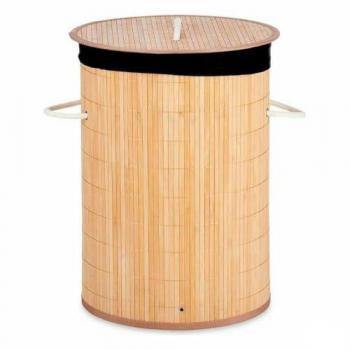 Cesto para Ropa Sucia Natural Negro de Metal y Bambú 48L con Madera MDF (4 Unidades)