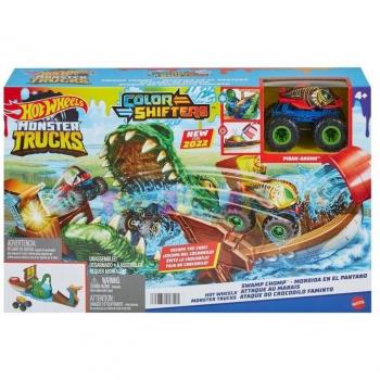 Hot Wheels Monster Trucks Color Shifters Swamp Attack Playset