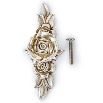Antiguo Plata Rosa Pomo Perilla Tirador De Muebles Gabinete Cajon Puerta 103mm