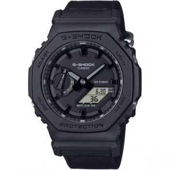 Reloj de pulsera CASIO G-Shock GA-2100BCE-1AER resistente a golpes y agua con correa de tela en color negro para hombre