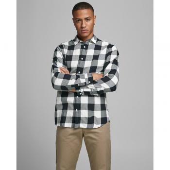 Jack & Jones Men's Slim Fit Gingham Twill Shirt in White