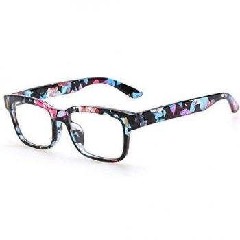 rnow Premium Unisex Gafas de Marco Cuadrado Retro Moda óptico Squash multicolor floral