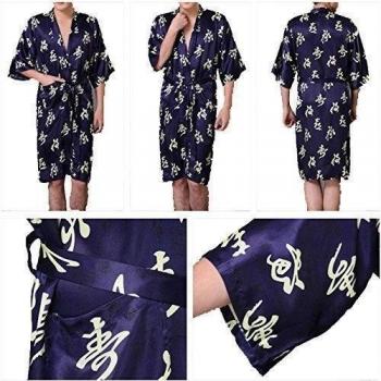Osaka azul oscuro para hombre night Wear Kimono Japonés Para Hombre Noche albornoz tradicional macho pijamas pijama kimono 1Talla Senior Takashi Japón regalo ideal para todas las ocasiones
