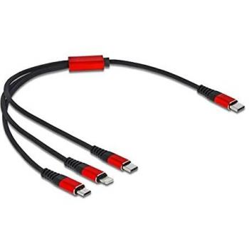 Cable USB 3 en 1 de 0,3 m - USB Type-C a Lightning, Micro USB y USB Type-C