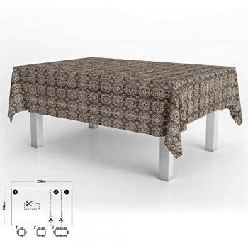 ORYX 5544052 Mantel Hule Rectangular Estampado Madera Impermeable Antimanchas PVC 140x250 cm. Recortable Uso Interior y Exterior, Multicolor
