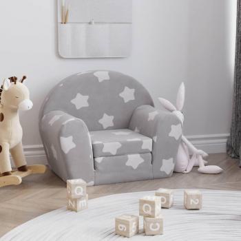 Sofá Cama Infantil Gris Claro con Estrellas de Felpa Suave