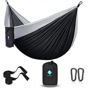 Hamacas Colgantes, 440lb Capacidad de Carga, Amacas de Jardin Nylon Ultraligera para Viajes y Acampadas, con 2 x Mosquetones Premium, 2 x Correas de Nylon Incluidas