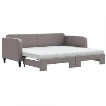 Sofá cama nido extraíble con colchón de tela gris taupe 90x200 cm Tortorora vidaXL