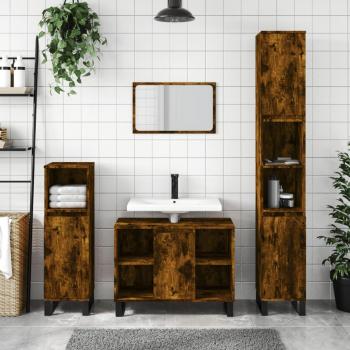 Mueble de baño Smoke Oak 80x33x60 cm Madera multicapa vidaXL