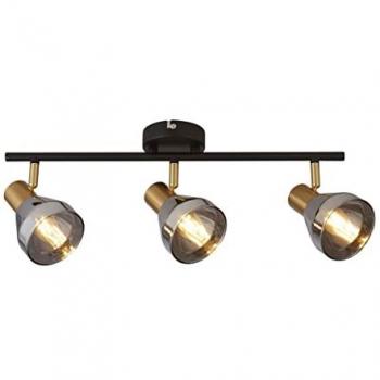 Lámpara de Techo Industrial-Nórdica Westminster Acero Negro y Cristal Ahumado 3 Luces E14