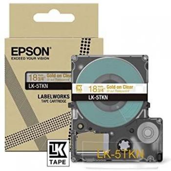Epson LK-5TKN Cinta Dorada sobre Metalizado Transparente 18mm