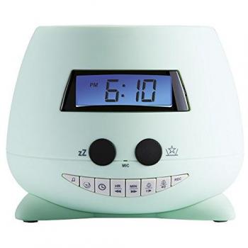 BigBen Interactive OZZY Reloj Despertador Digital con proyector de Techo, Verde Agua, 13.5 x 11 x 13.5 cm