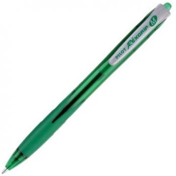 Pilot Rexgrip - Bolígrafo retráctil (Punta Media, 12 Unidades), Color Verde