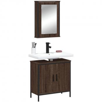 Conjunto de muebles de baño 2 piezas marrón madera roble multicapa