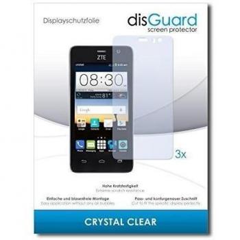 3 x disGuard Crystal Clear Lámina de protección para ZTE Sonata 2 / Sonata II - ¡Protección de pantalla cristalina con recubrimiento duro! CALIDAD PREMIUM - Made in Germany