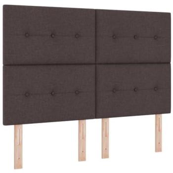 Cabecero LED con Tiras de Luz LED Marrón Oscuro 144 cm Tela
