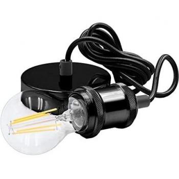 Portalámpara de suspensión LED Fusion 150 en aluminio negro E27