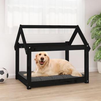 Estante para perros negro de madera maciza de pino 81x60x70 cm