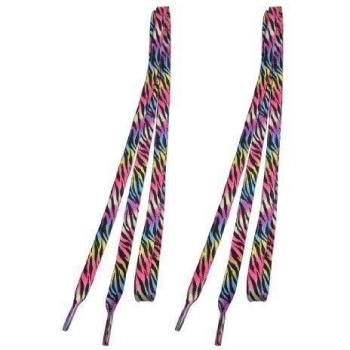 2 Piezas Multicolor Rayas De La Cebra Diseño Deporte Zapatillas Flat Cordones De Zapatos