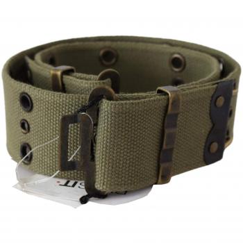 Ermanno Scervino Green 100% Cotton Rustic Bronze Buckle Belt - 85 cm / 34 Inches