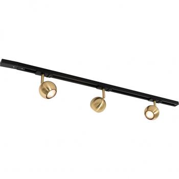 Sistema de riel moderno monofásico de 3 luces negro con oro - Gissi