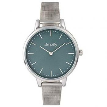 Simplify Unisex 5800 Silver/Teal Mesh Bracelet Quartz Watch