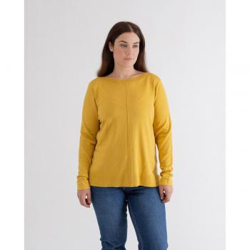 October - Jersey de mujer de cuello barca con manga larga y nervio central