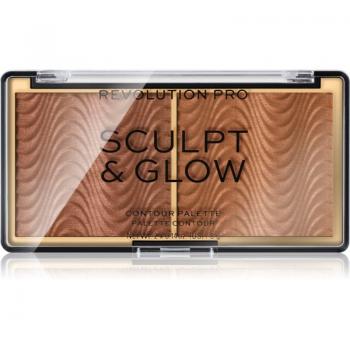 Revolution Pro - Paleta de rostro Sculpt & Glow - Medium-Deep, Paleta Iluminadora Para Contorno Tono Medium-Deep 8 G