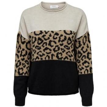 Jersey Mujer Only Jade Animal Print Color Block Negro XL