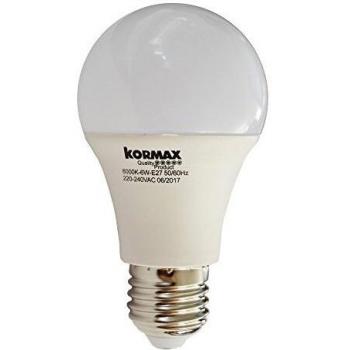 Kormax Lámpara de LED Estandar E27, 6 W, Blanco, 60x108 mm