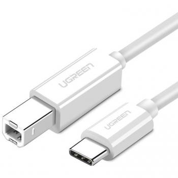 Cable USB 2.0 C a B UGREEN US241 para impresora 1.5m (blanco)