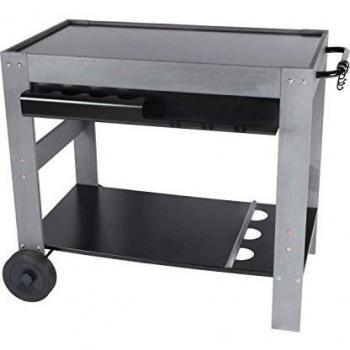 Desserte de jardín chariot plancha en madera cerusada gris - 87x47cm PERLA