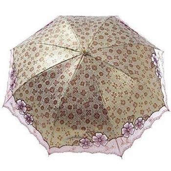 Cherry Blossom plegable paraguas fuerte Sun Protección UV UPF50 + Encaje canopy-red Flores