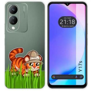 Funda de Silicona Transparente con Diseño de Tigre para Vivo Y17s
