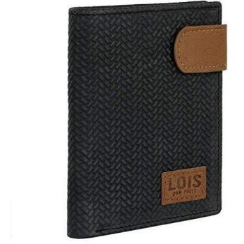 Lois - Cartera de Hombre Pequeña de Cuero. Billetero de Piel Genuina. Compartimentos Monedero Billetera Tarjetas y documentación. Protección Seguridad RFID. 202720, Color Negro