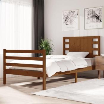 Estructura de cama de madera maciza de pino marrón miel 90x200 cm