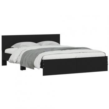 Estructura de cama cabecero y luces LED negra 160x200 cm Vidaxl