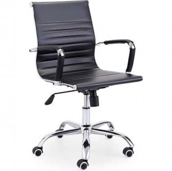 Silla de Oficina Giratoria Lucy en Polipiel Color Negro, Ajustable 89-99cm x Ancho 64cm x Profundidad 64cm