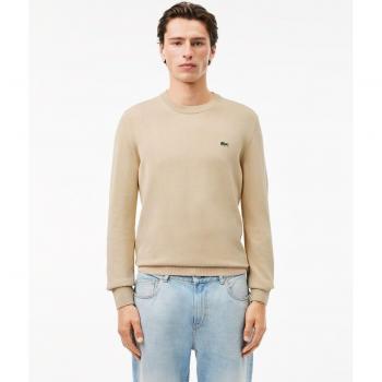 Jersey de hombre Lacoste de algodón, cuello redondo, color beige, talla S